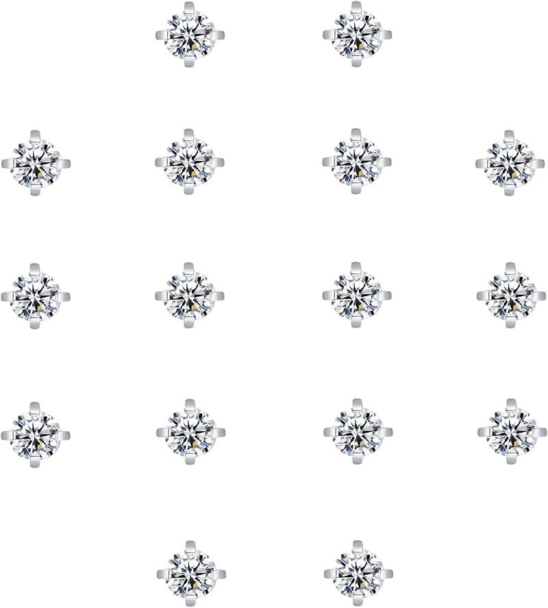 FOSIR 8 Pairs Tiny Flat Back Earrings for Women Men 14K Gold Plated Surgical Stainless Steel Stud Earrings Hypoallergenic Cubic Zirconia Studs Cartilage Earrings 2mm 3mm 4mm - Image 4